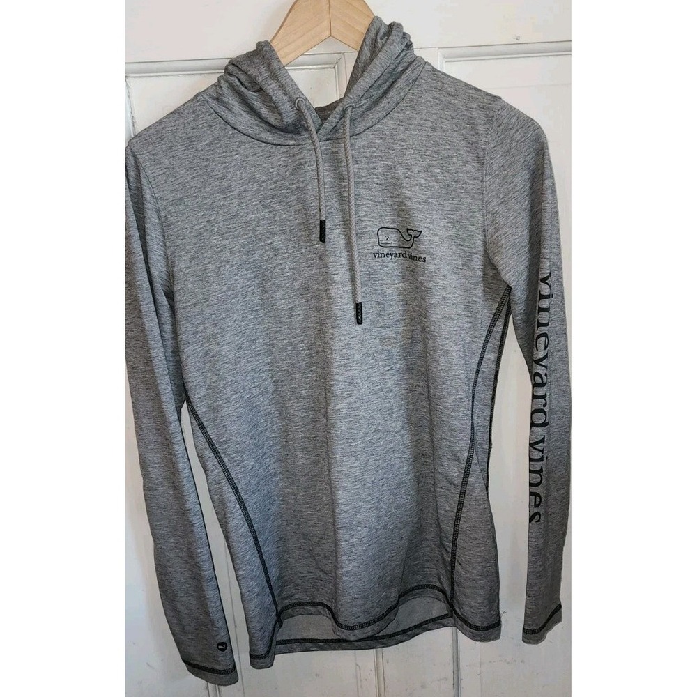 Vineyard Vines Performance Grey Drawstring Hoodie Pullover Sweatshirt Top Sz XS
